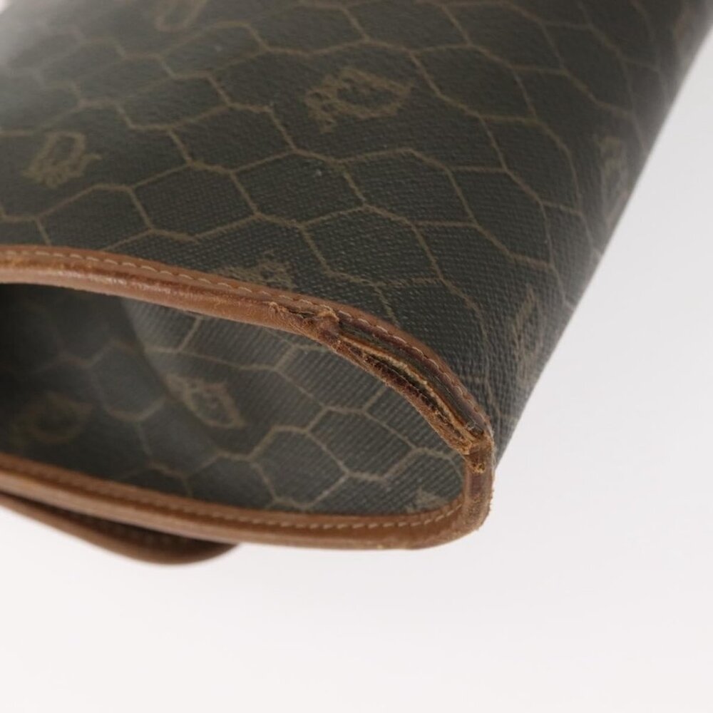 Authentic Christian Dior Honeycomb Canvas Shoulder Bag PVC Khaki Gold - Picture 7 of 16